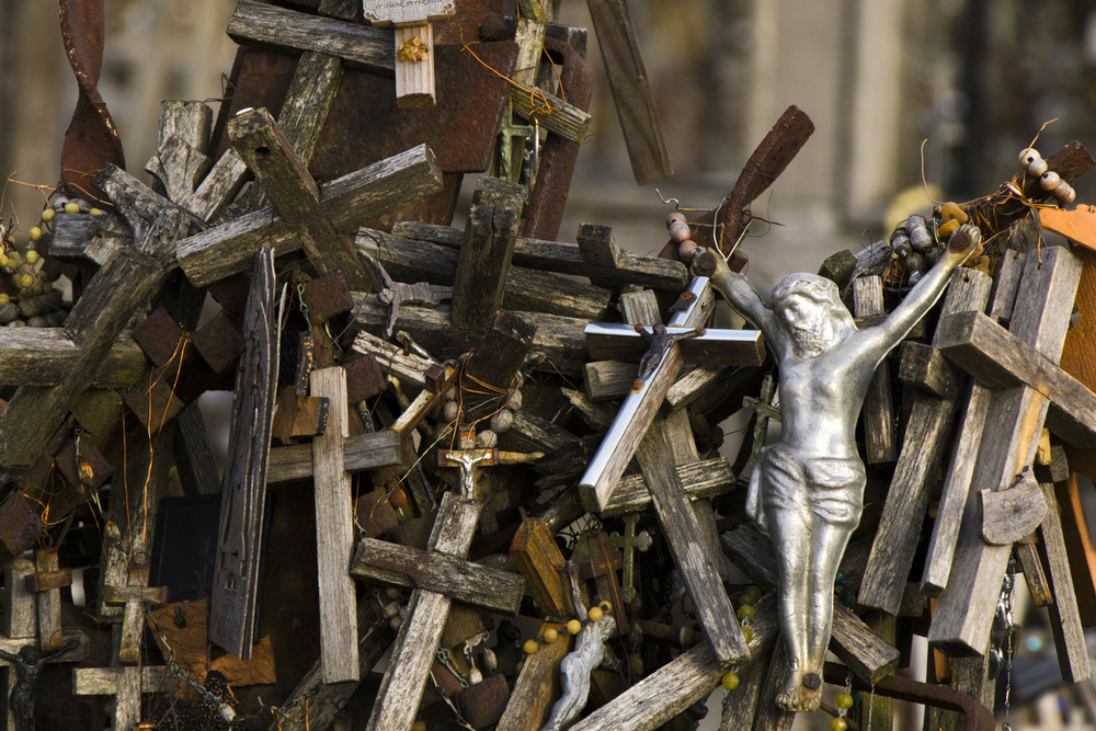 Hill of Crosses is in northern Lithuania. Large group of cross in one place.